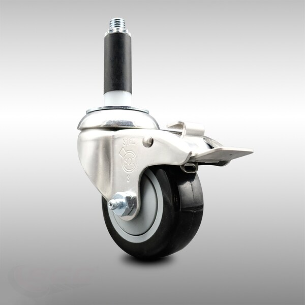 Service Caster 3.5 Inch 316SS Black Poly Swivel 7/8 Inch Expanding Stem Caster Lock Brake SCC SCC-SS316TTLEX20S3514-PPUB-BLK-78 - main